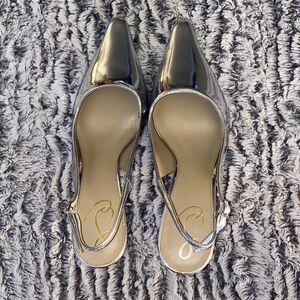 Sam Edelman Metallic Silver Slingback Heels